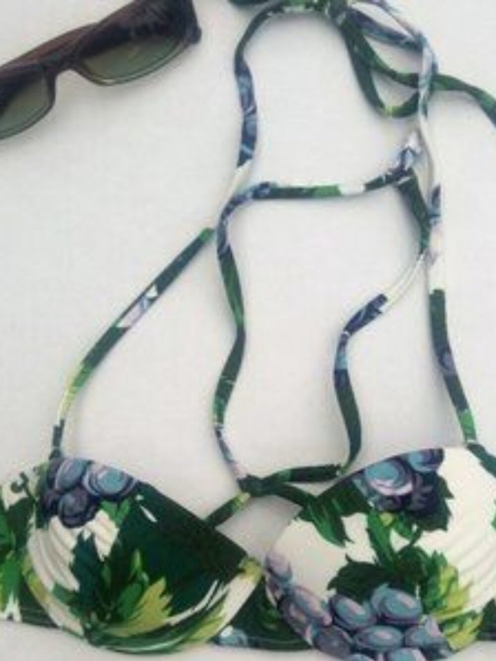 Topshop SZ 4 Bandeau Grape Pattern Padded Bikini Top